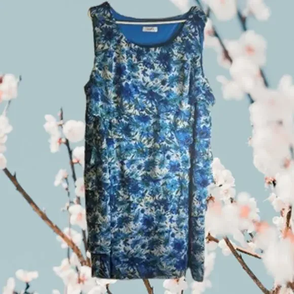 Dress Barn | Dresses | Dress Barn 22 Tiered Sleeveless Blue White Lined  Dress Adorable Casual Dress | Poshmark